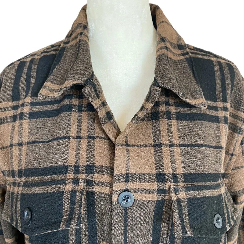 Gap women's size small brown and black collared long sleeve flannel shirt jacket